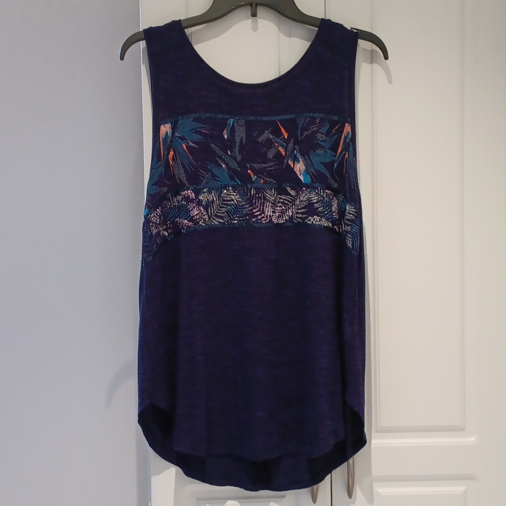 Sparkly Navy Blue Tropical Tunuc Top